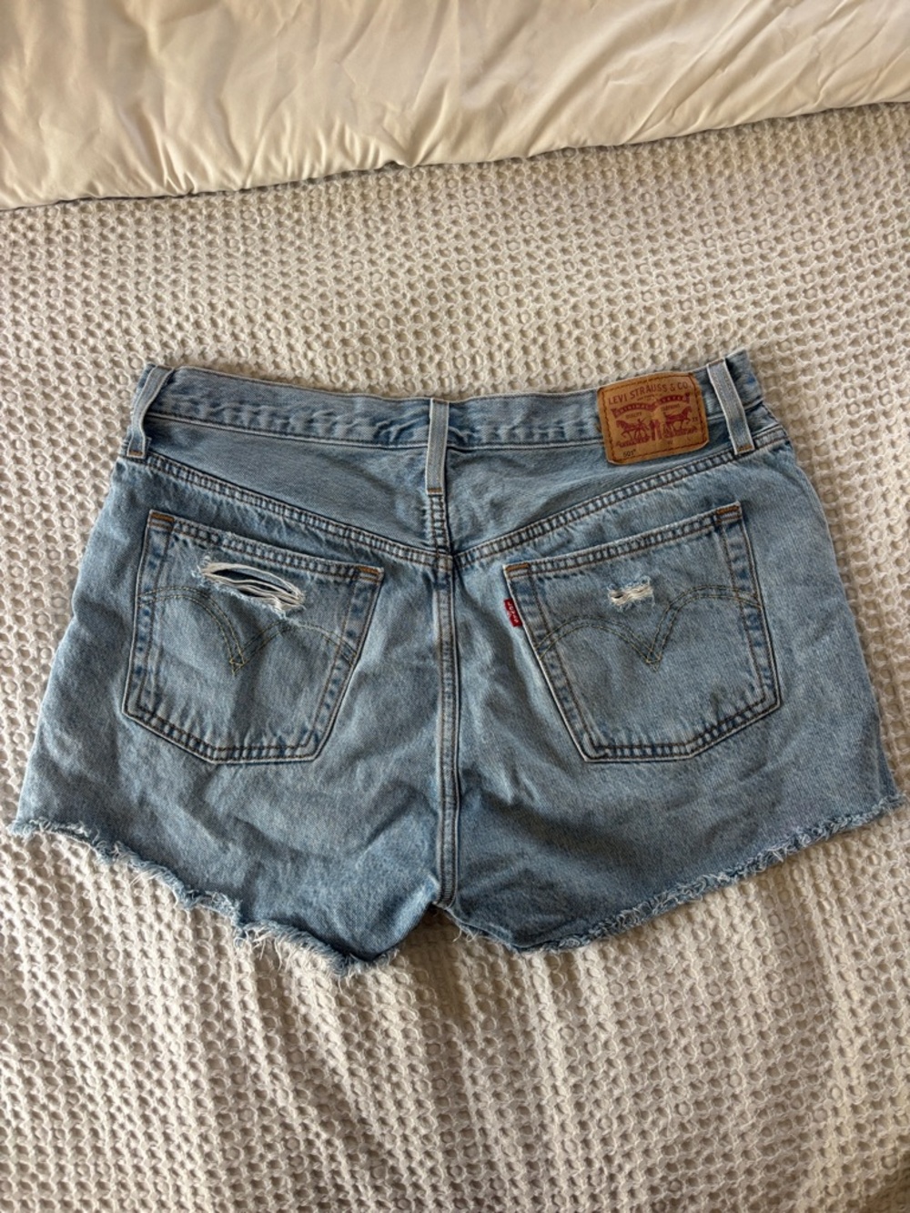 Levi's Light Blue Distressed Denim Cutoff Shorts
